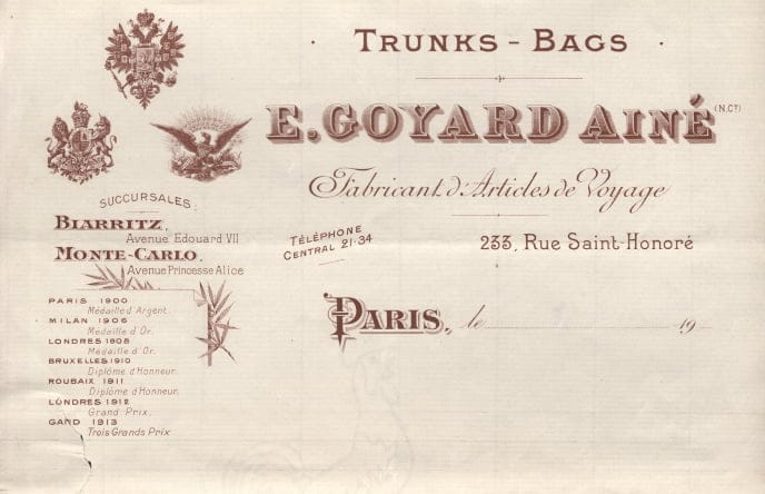 Old Goyard advertisement Old Goyard advertisement