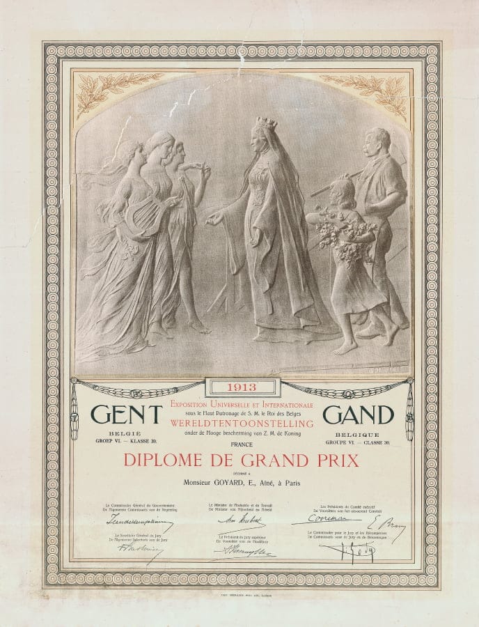 Grand prize diplôme at the Gand exhibition in 1913 Grand prize diplôme at the Gand exhibition in 1913